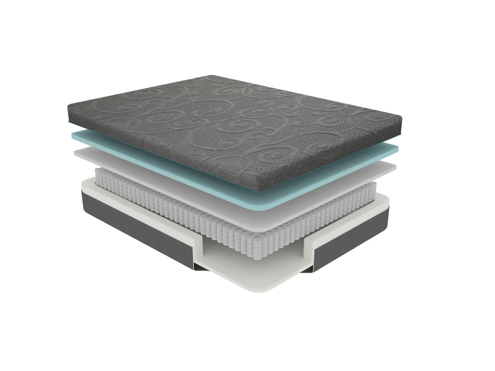 English Elm 8" Queen Hybrid Gel-Infused Memory Foam Mattress - 8" Firm Breathable 4-Layer Coil Support, Dark Gray B011P213339
