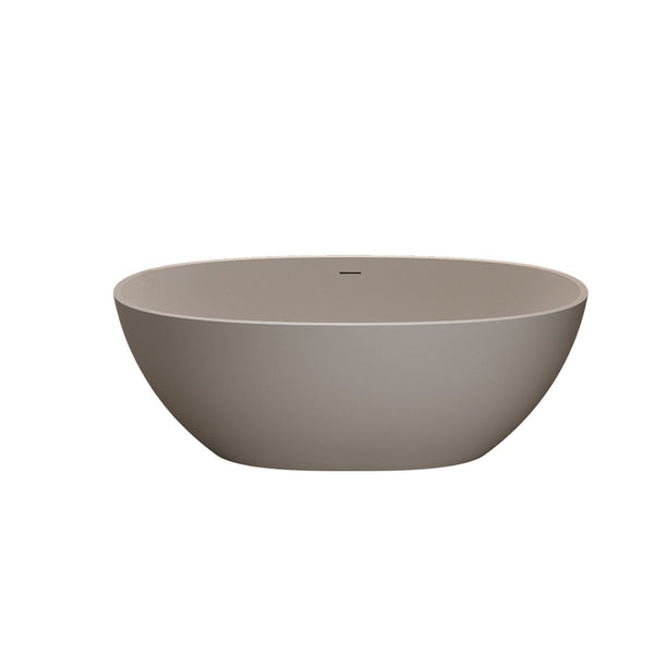 English Elm 55' 55 Inch Freestanding Stone Resin Soaking Tub Sculptural Oval Basin for Spa Bathrooms Beige W2753P415935