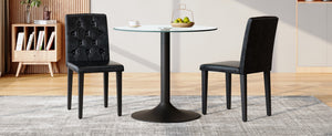 English Elm 4-piece Brown Suede Dining Chair Set with Tufted Back and Walnut Metal Legs Black W1151P361171