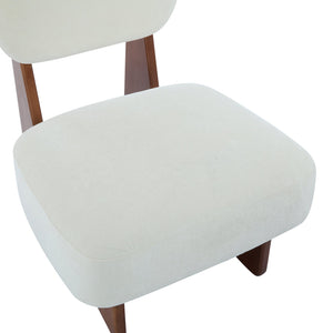 English Elm Christopher Knight Home® - [Set of 2] Modern Lounge Chair with Polyester Upholstery and Solid Wood Base — Minimalist Comfort for Home Walnut,White N767P241702W