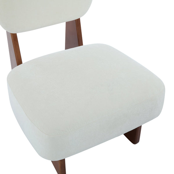 English Elm Christopher Knight Home® - [Set of 2] Modern Lounge Chair with Polyester Upholstery and Solid Wood Base — Minimalist Comfort for Home Walnut,White N767P241702W