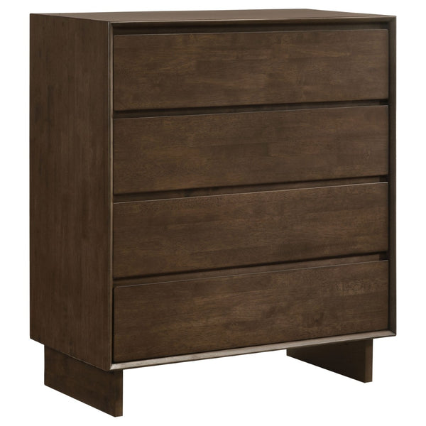 English Elm Hemlock Warm Brown Eastern King Bedroom Set with Platform Bed and Floating Base B062S01536