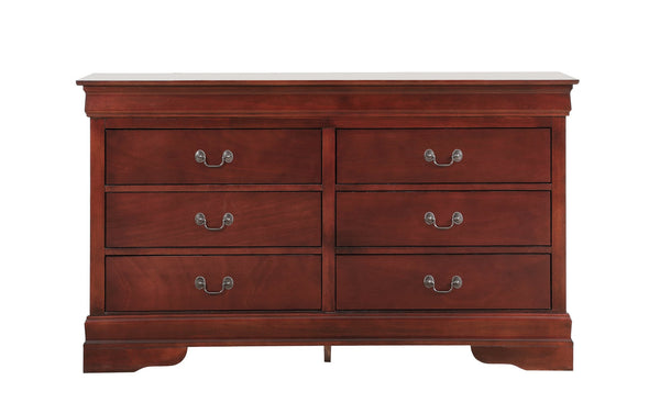 English Elm LouisPhillipe Elegant Traditional Dresser with Carved Bases, English Dovetail Drawers & Tarnish-Resistant Hardware Cherry 37 L x 59 W x 18 H B078108119