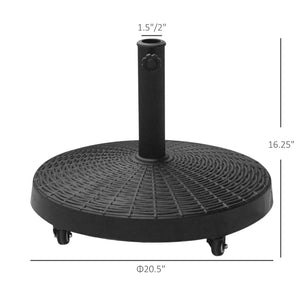 English Elm Outsunny Heavy Duty 50 Lbs. Umbrella Base With Wheels, 20.5" Portable Stand For 1.5"-2" Umbrella Poles W2225P174231-GIGA