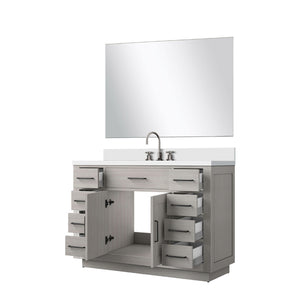 English Elm White Oak Single Bath Vanity Set With Cultured Marble Countertop, Mirror & Chrome Faucet - 48" W B2731S01963-GIGA