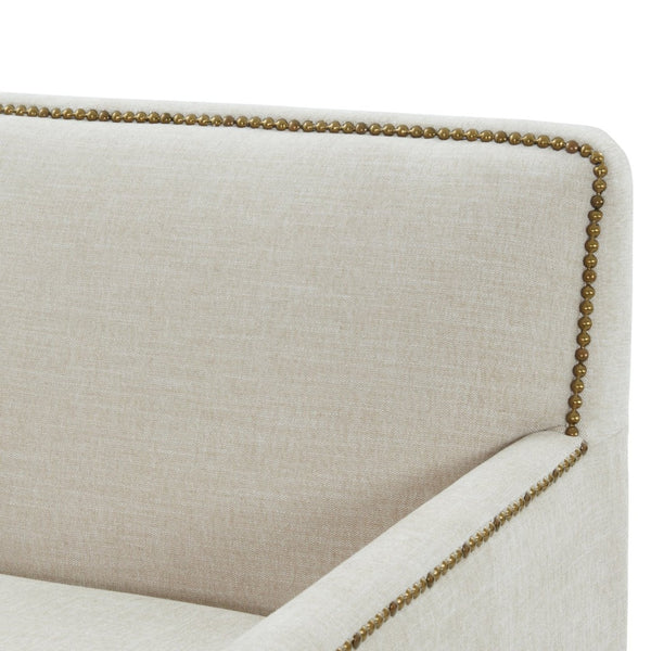 English Elm Torrance Swivel Accent Chair with Antique Brass Nailhead Trim for Modern Living Beige B050P451389