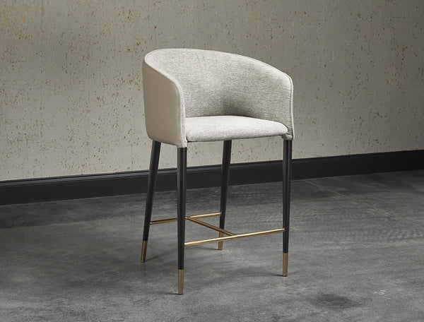 Sunpan ASHER Counter Stool - Stylish Flint Grey Fabric & Napa Taupe Faux Leather for Modern Spaces 104919