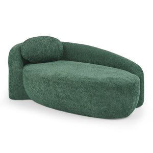 English Elm Modern Oval Bouclé Lounge Chair with Sculpted Armrest for Bedroom or Living Room Green W487P456127