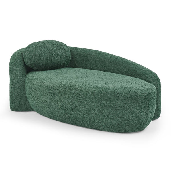 English Elm Modern Oval Bouclé Lounge Chair with Sculpted Armrest for Bedroom or Living Room Green W487P456127