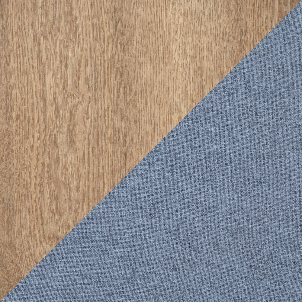 English Elm Tray Contemporary Nesting Ottoman Set with Removable Wood Serving Tray, Space-Saving Dual Seating Blue B202P223748