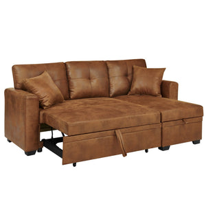English Elm Sleeper Sectional with Pull Out Bed Storage Chaise Tufted L Shaped Living Room Sofa W5568S00006