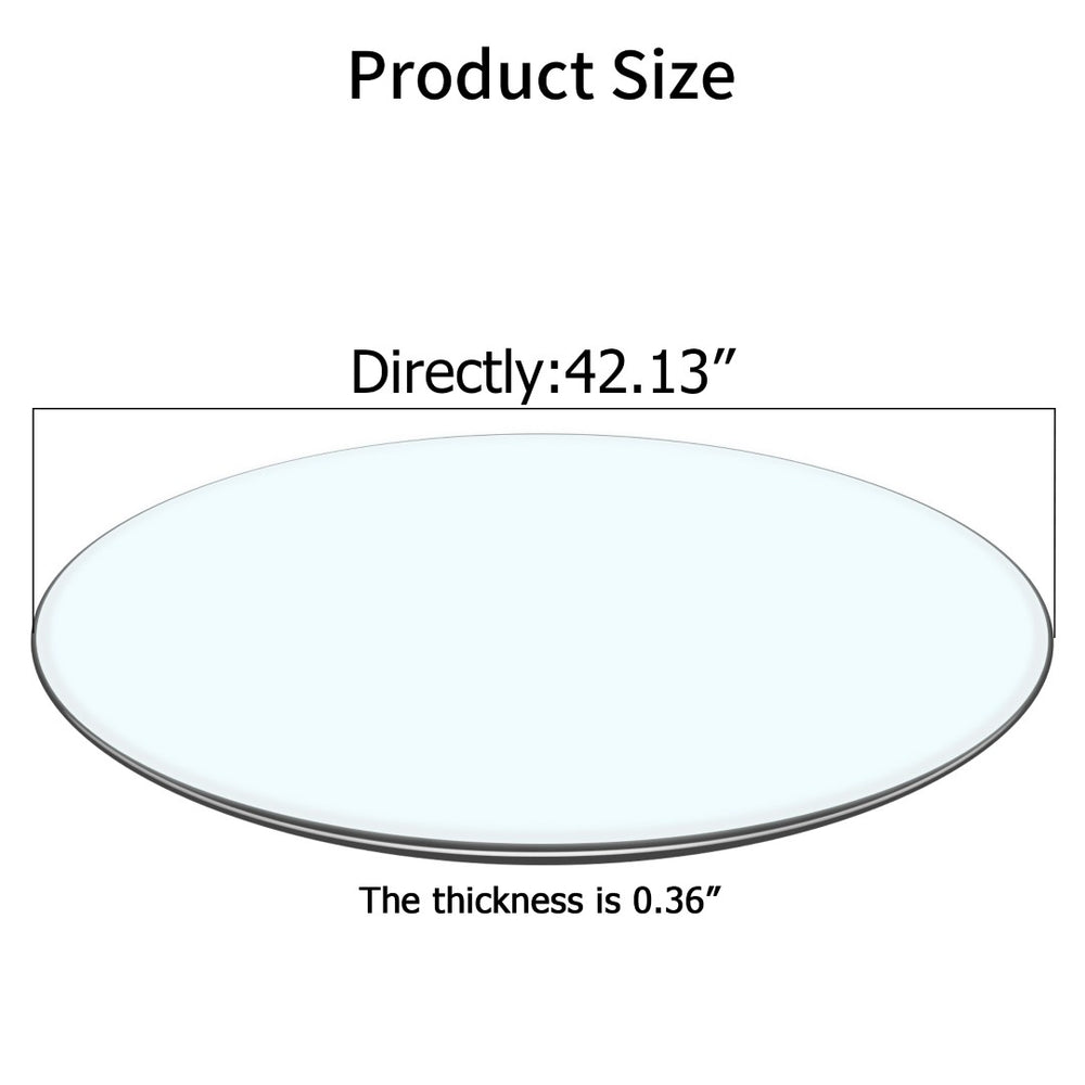 English Elm Size:42.13 Round Tempered Glass Table Top Clear Polished Surface for Dining Room W1151P364668