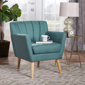 Christopher Knight Home® - Noble House - Merel Mid Century Modern Dark Teal Fabric Club Chair