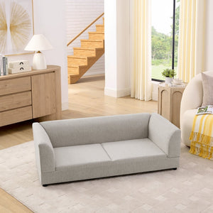 English Elm Comfortable Linen Upholstered Pet Sofa with Backrest and Armrests for Large Dogs Beige W487P430318