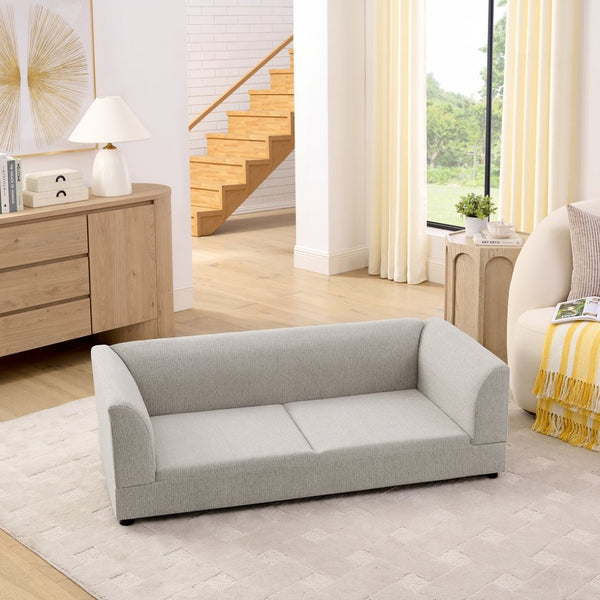 English Elm Comfortable Linen Upholstered Pet Sofa with Backrest and Armrests for Large Dogs Beige W487P430318
