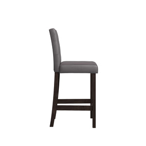 English Elm LEON Espresso & White Bar Table with 4 Transitional Bar Stools, Solid Wood/MDF, 26" Seat Height, Tufted Back B201P226138