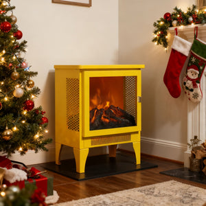 English Elm 18 Inch Electric Stove Heater Cast Iron Style 3d Led Flame Panoramic Mesh View W1769P394301
