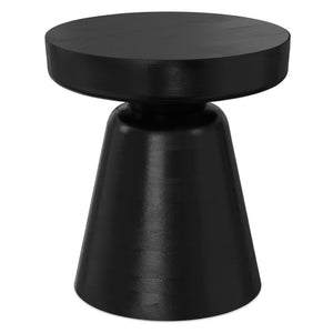 English Elm Robbie Solid Mango Wood Round Accent Table Sculptural Black Stain Bohemian Decor B136P419899