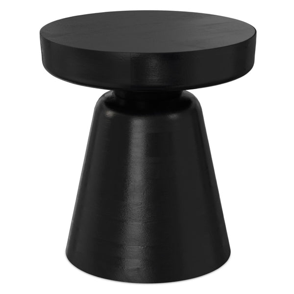 English Elm Robbie Solid Mango Wood Round Accent Table Sculptural Black Stain Bohemian Decor B136P419899