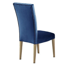English Elm Velvet Button Tufted Dining Chairs with Brushed Gold Legs Glam Set of Two Blue B011P446652