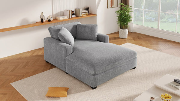 English Elm Mirod Oversized Chaise Lounge with Birch Legs Pillow Back Polyester Upholstered Seating Gray N760P196662E