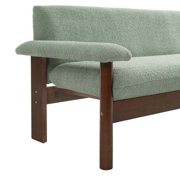 English Elm Modern Berber Fleece 2 Seat Loveseat Rubberwood Base Plush Armrest Couch for Apartments Green N763S000050F