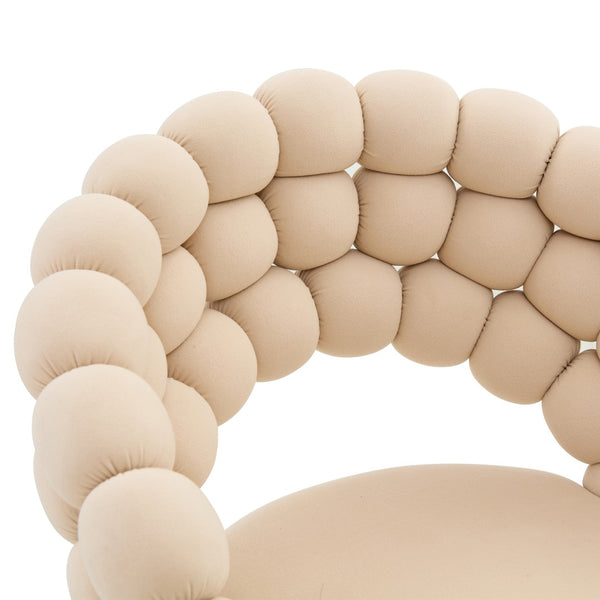 English Elm Set of 2 Velvet Bubble Back Dining Chairs with Sculptural Chain Backrest Glam Legs Beige,Gold W1512P491849