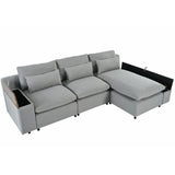 English Elm [ Video Provided] L-Shaped Modular Sectional Sofa With Removable Back Cushions,3 Pillows and 2 Storage Spaces,Suitable For Living Rooms,Offices and Apartments