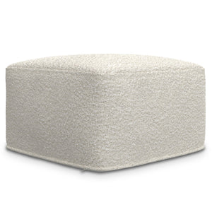English Elm Chantal Ivory Bouclé Square Pouf Ottoman — 24" x 24" x 14" Lightweight Footrest Seat, Cozy Décor Accent B136P252623