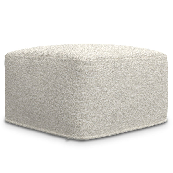 English Elm Chantal Ivory Bouclé Square Pouf Ottoman — 24" x 24" x 14" Lightweight Footrest Seat, Cozy Décor Accent B136P252623