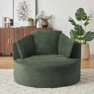 English Elm Compressible Corduroy Round Chair with Pocket Spring Cushioning, No-Assembly Plush Seating for Home Office Lounge Green W2339P323618