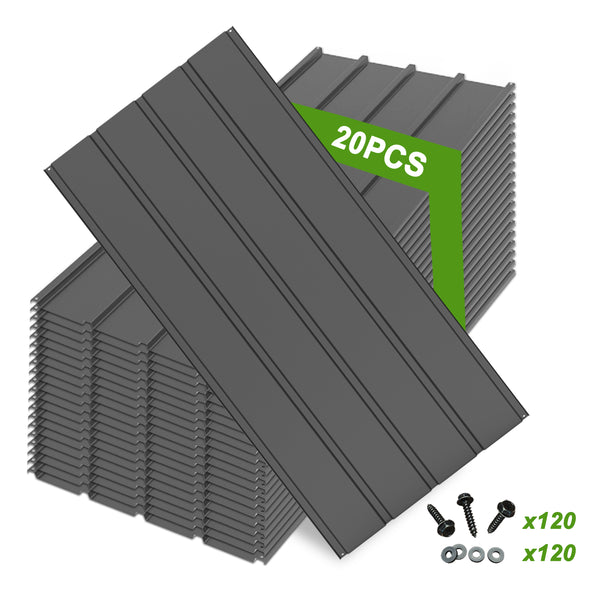 English Elm 20 Corrugated Metal Roofing Panels 3.54ft x1.64ft Galvanized DIY-Friendly Durable Weatherproof Panels Gray W1859P385452