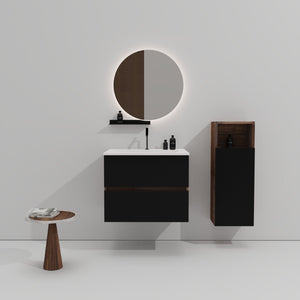 English Elm Gloria Floating Bathroom Vanity with Ceramic Sink Two-tone Walnut Modern Storage W1865S00123
