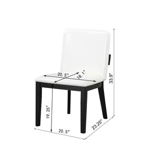 English Elm Modern Ergonomic PU Leather Dining Chair Set of 2 with High-Density Foam, Lumbar Support, Sleek Wood Frame and Compact Profile for Dining or Home Office Comfort White+Black N842P299016B