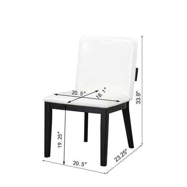 English Elm Modern Ergonomic PU Leather Dining Chair Set of 2 with High-Density Foam, Lumbar Support, Sleek Wood Frame and Compact Profile for Dining or Home Office Comfort White+Black N842P299016B