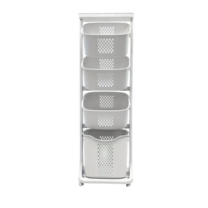 English Elm 4-Tier Laundry Hamper Sorter with Wheels - Removable Rolling Baskets, Space-Saving White Organizer W3101P335166