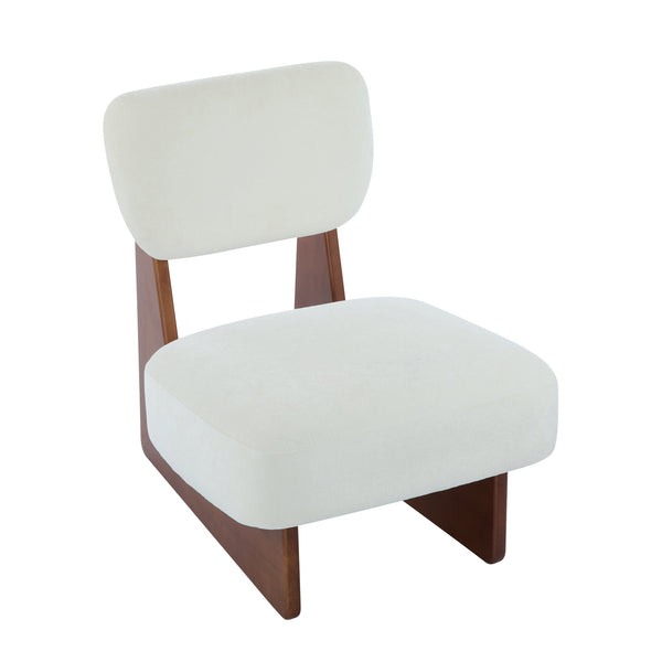 English Elm Christopher Knight Home® - [Set of 2] Modern Lounge Chair with Polyester Upholstery and Solid Wood Base — Minimalist Comfort for Home Walnut,White N767P241702W