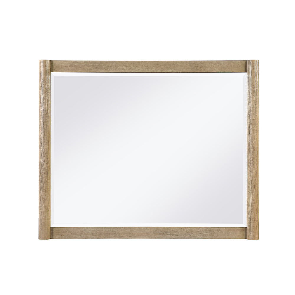 English Elm Sarai Brown Mirror with Large Rounded Glass, Sleek MDF Wood Frame Attaches to Dresser, Elegant Decor B201P391234