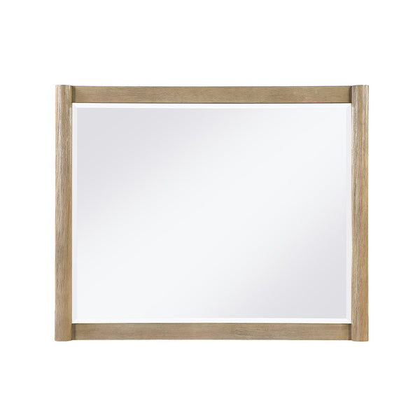 English Elm Sarai Brown Mirror with Large Rounded Glass, Sleek MDF Wood Frame Attaches to Dresser, Elegant Decor B201P391234