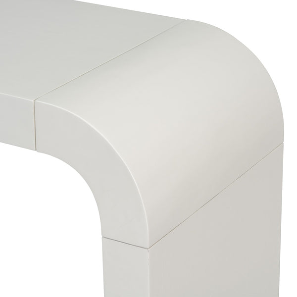 English Elm U_style Acacia Veneer Minimalist Console Table Slim Two Leg Frame for Entryway Halls White N711P213374K