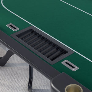 English Elm 96" Oval Poker Table Seats 10 with Waterproof Felt Padded Rail and Dealer Station Green W2748S00029