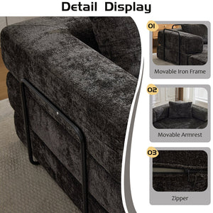 English Elm Compression Convertible Floor Sofa Bed – Versatile Modular Chenille Sofa For Small Spaces & Guests W3723S00015