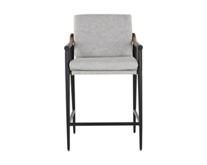 Sunpan Meadow Counter Stool - Timeless Design with Stain-Resistant Fabric and Solid Oak Wood Armrests Vault Fog