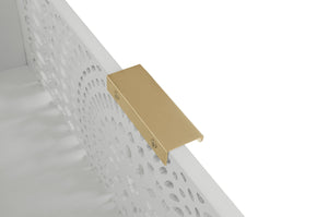 English Elm 3 Drawer Cabinet with Hollow Carved Accents, Solid Pine Feet, Gold Handles & Smooth Metal Slides — Elegant Storage for Entryway Bedroom Living Room Beige W688138992