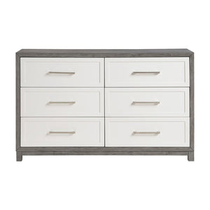 English Elm Six Drawer Transitional Dresser with Dovetail Joints Polished Hardware Bedroom Storage B011P290770