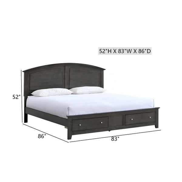 English Elm Hammond King Storage Bed with Panel Headboard Farmhouse Platform Frame Two Drawers Gray B078S00677