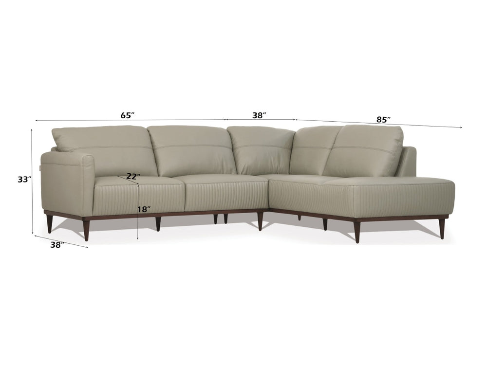 English Elm Tampa Italian Top Grain Leather Sectional with Walnut Legs and Channel Stitching B2726S00588