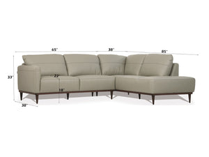 English Elm Tampa Italian Top Grain Leather Sectional with Walnut Legs and Channel Stitching B2726S00588