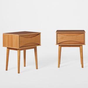 Atticus Solid Wood 1 Drawer Nightstand Set Caramel BR1DATTNSCA-2PK Walker Edison