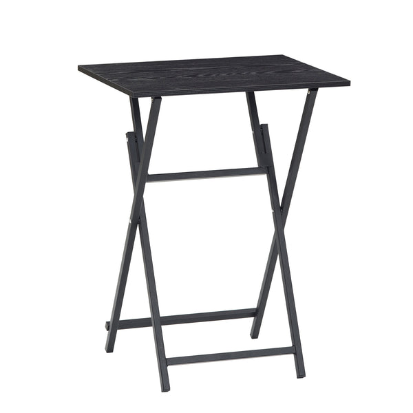 English Elm Black Rustic 2-Piece Folding TV Tray Tables — No Assembly, Portable Sofa & Snack Side Tables, Space-Saving W2167P154853